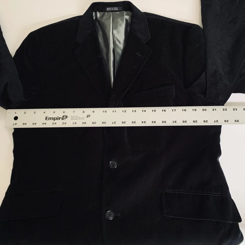 J. Ferrar Velvet Blazer Sport Coat Men M 38-40 Black Dark Academia Luxe Holiday